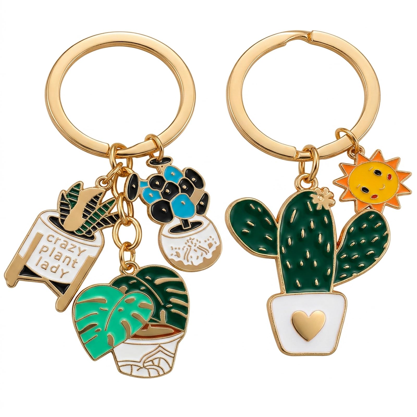 ffzdena Cactus Keychain, Aesthetic Keychain for Girls, Plant Keychain Decor, Metal Cactus Key Ring for Handbags and Travel, Green Cactus Keychain in Two Sizes-picture-16