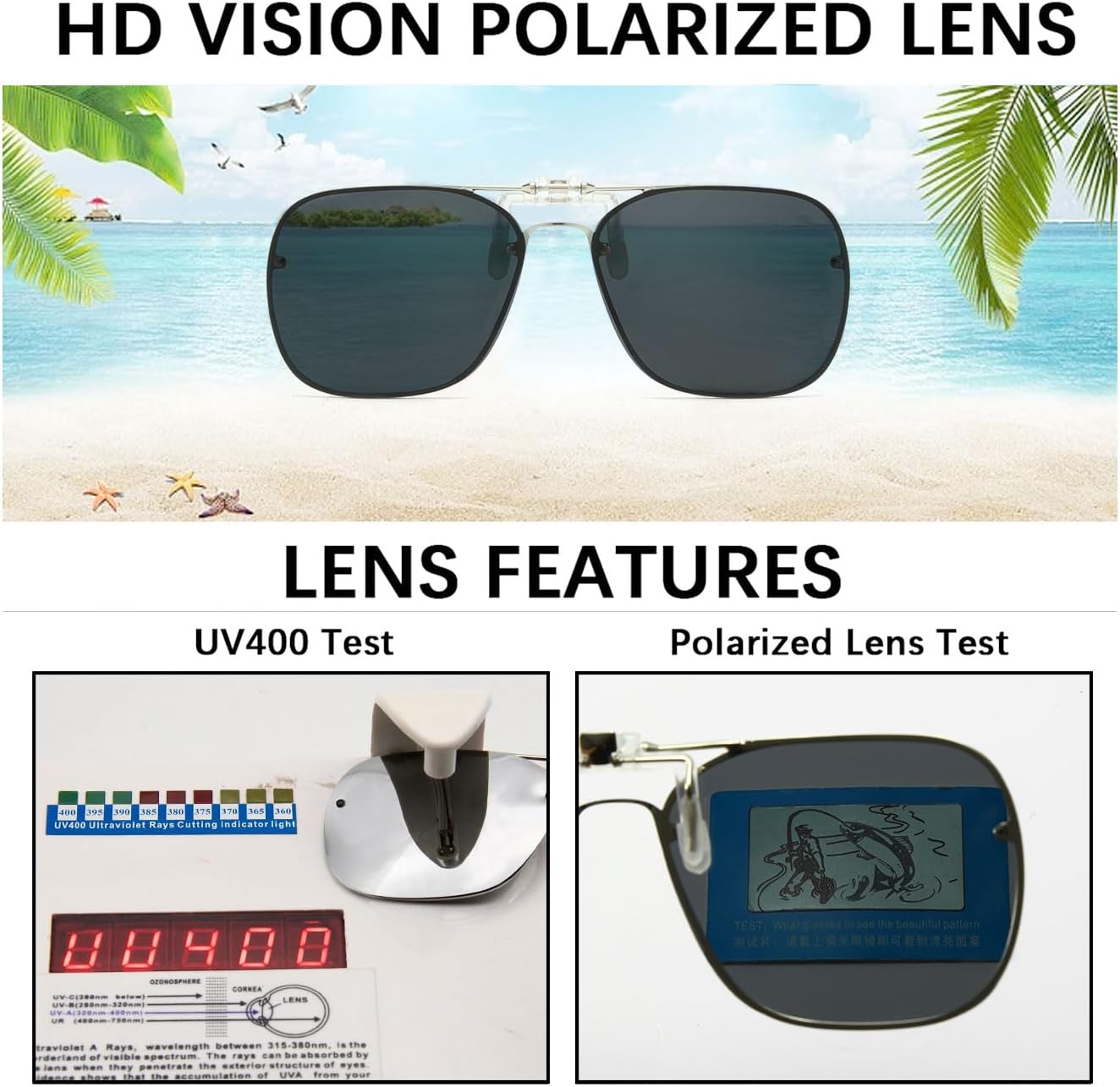 Long Keeper Clip-On Polarized Flip-Up Sunglasses for Women & Men - Driving & Fishing Sunglasses Over Glasses - Image 6