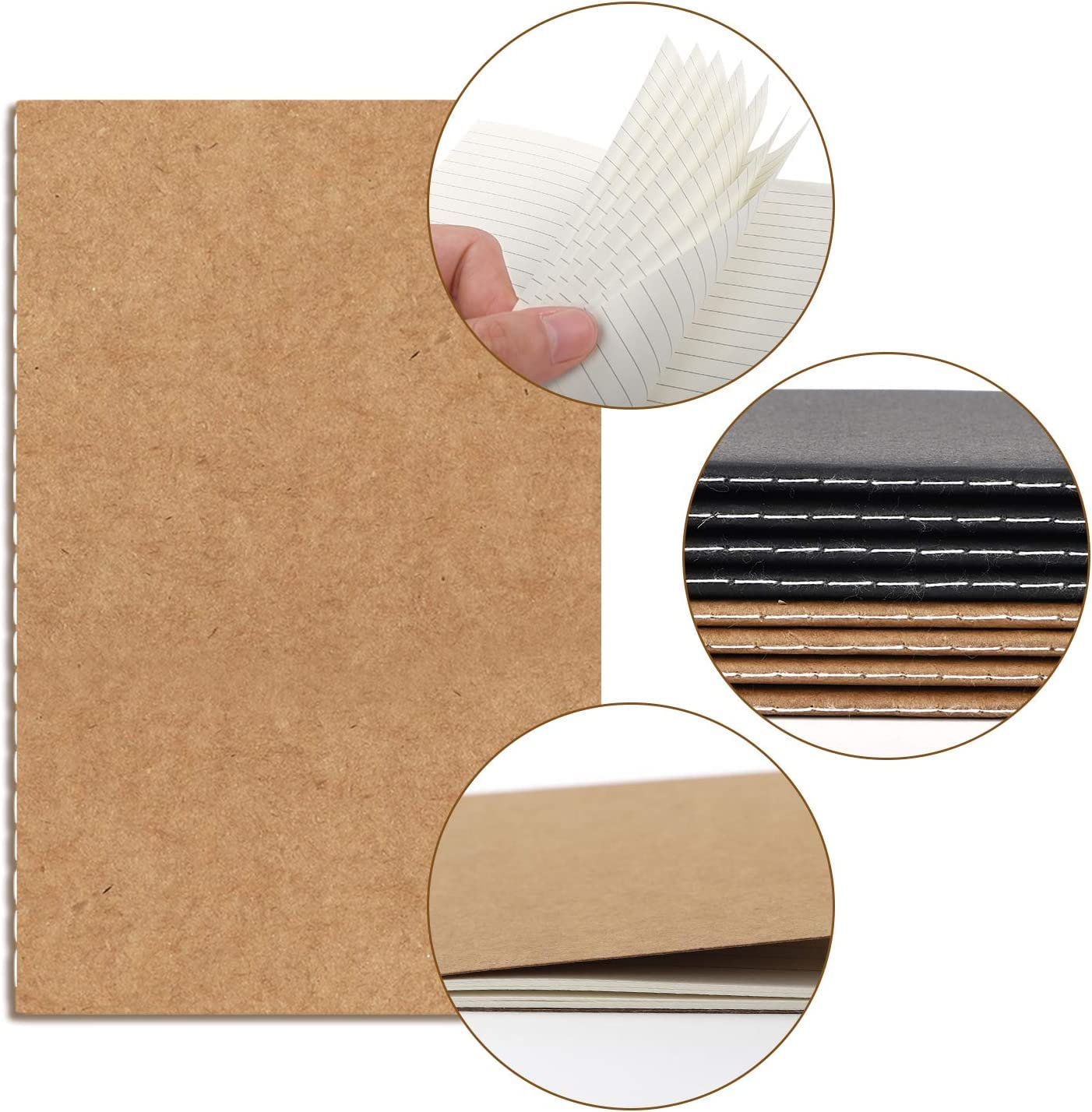 EOUT - Set di taccuini a righe, 32 quaderni a righe, per appunti e diario, 48 pagine, 3,5 x 5,5 cm, nero e marrone