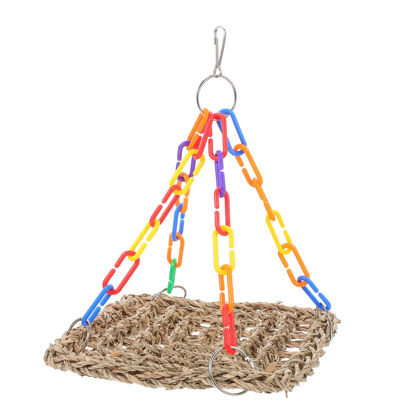 Abaodam3pcs Parrot Climbing Net Cockatiel Toys Bird Cage Accessories Bird Seagrass Swing Hammock Parrot Swing Toy Parrot Hammock Swing Finch Nests for Cages Metal Natural Birdcage Hanging