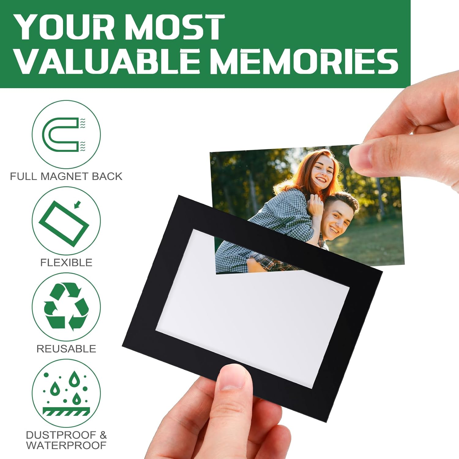 Soaoo 100 Pcs Magnetic Picture Frames Wallet Size 2.5 x 3.5 Inches Reusable Magnetic Photo Sleeves Picture Frame Holder for Home Cabinet Office Graduation Xmas Anniversary (Black)