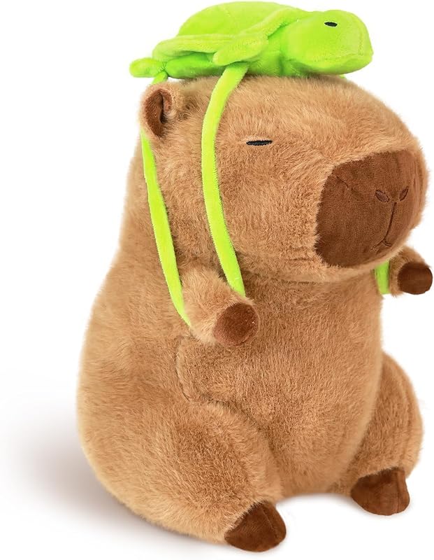 Capibara Plush with Turtle Backpack Capibara Plushies for Kids 11.8 Inch | Capibara Plush with Turtle Backpack,Cute Fluffy Soft Capibara Stuffed Animal Plushie Soft Toy for Kids Holiday Birthday Gifts