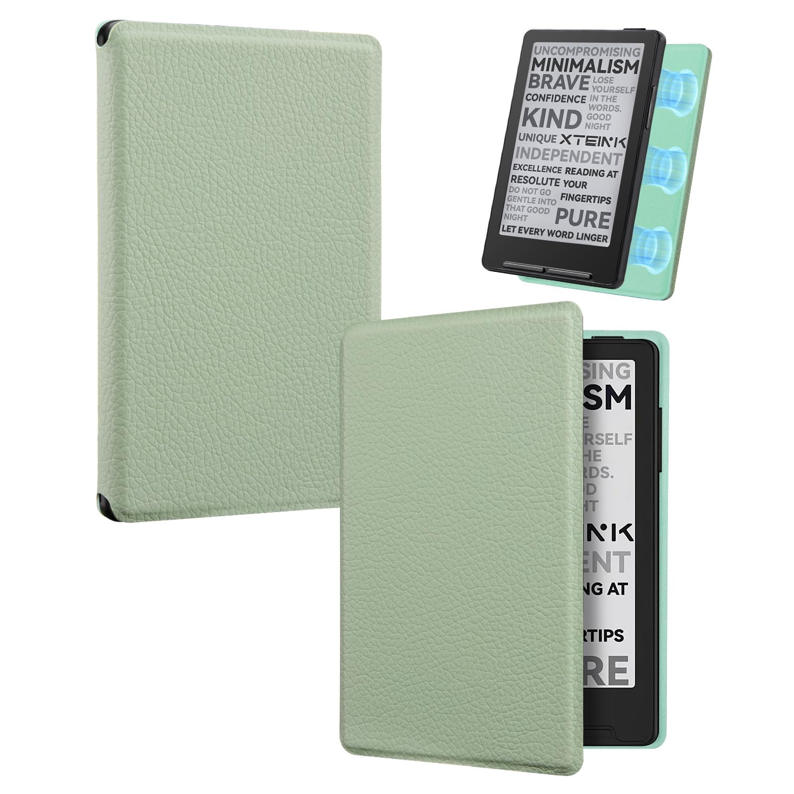 CoBak Magnetic Case for XTEINK X3 eBook Reader, 3.7" Ultra-Lightweight PU Leather Cover(Sage Green)