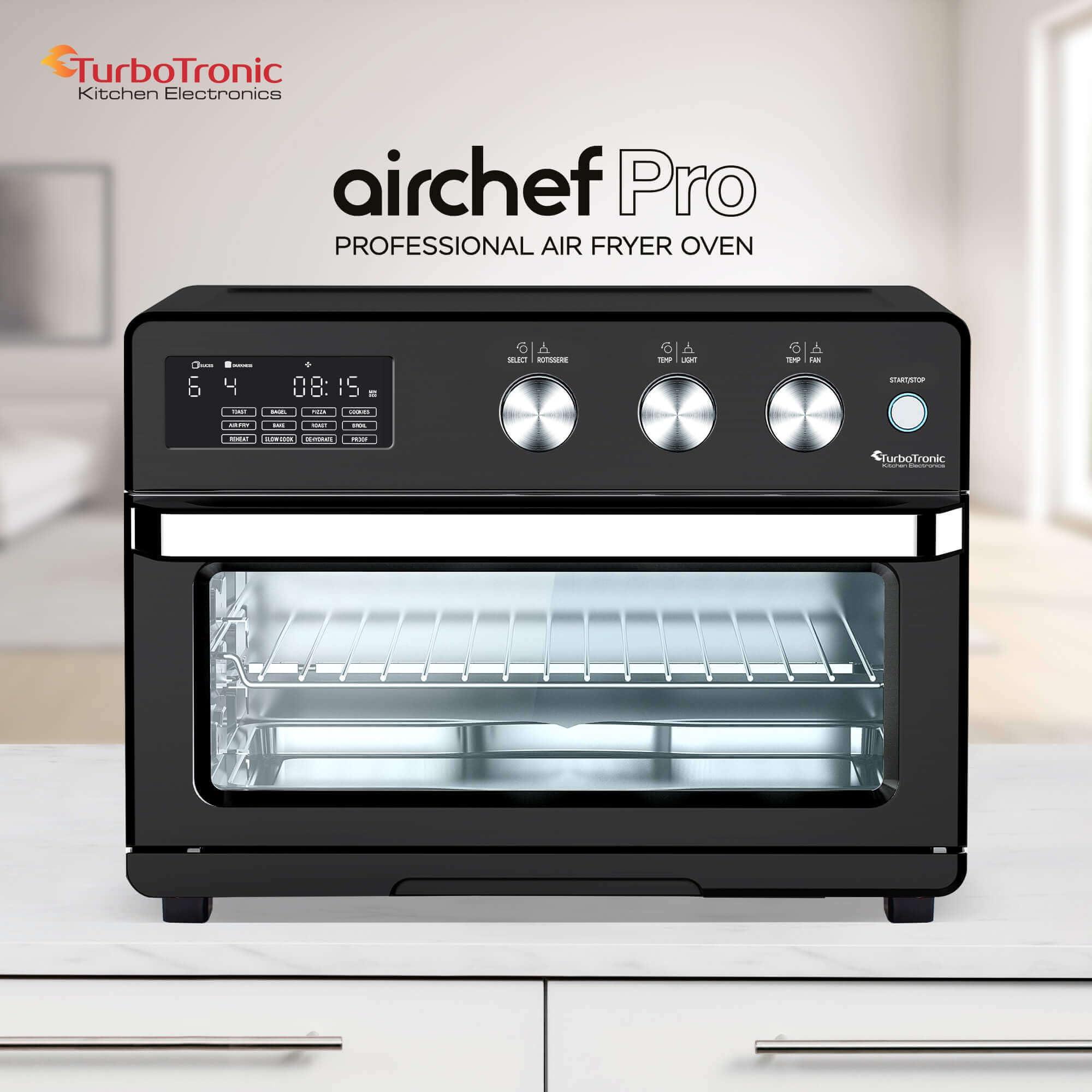 TurboTronic Forno ad Aria Calda XXL 32L con Girarrosto | 5 in 1 Mini Forno, Friggitrice ad Aria, Essiccatore, Grill e Forno Ventilato | 1700W | Ideale per Pollo, Pizza e Snack | Temperatura da 25°C