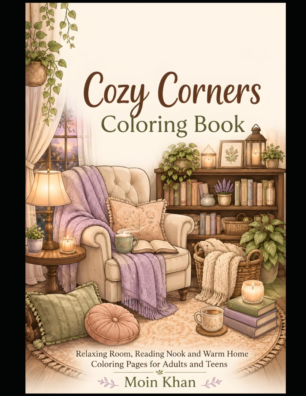 Cozy Corners Coloring Book: Relaxing Room, Reading Nook and Warm Home Coloring Pages for Adults and Teens