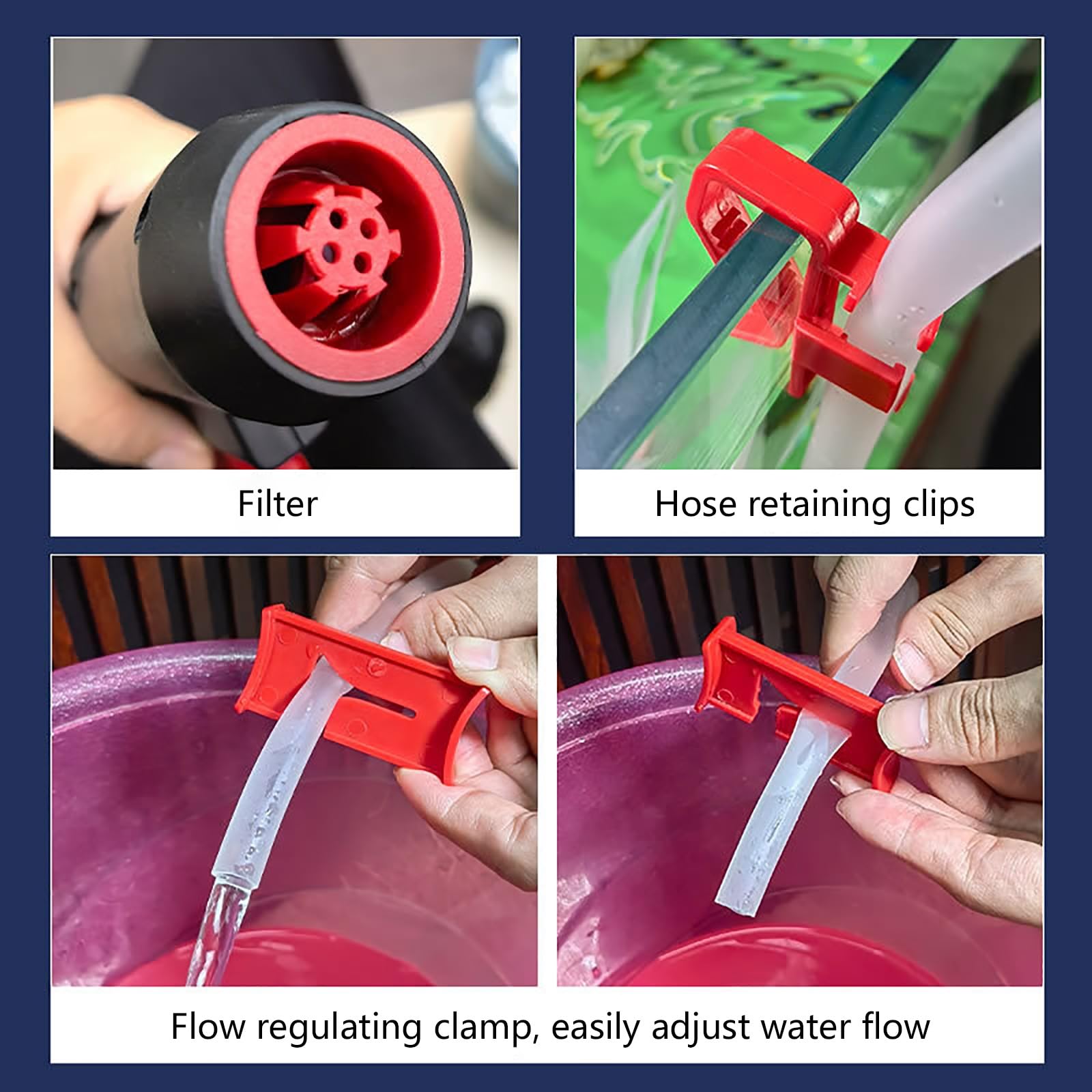 Manguera De Sifón Manual, Limpiador De Peceras De Nivel De Agua Ultrabajo con Abrazadera Controladora De Manguera De Agua, Herramientas De Limpieza De Peceras