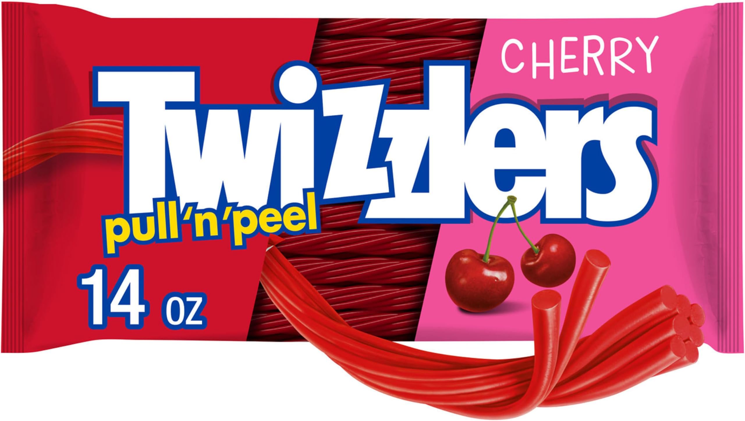 TWIZZLERS PULL 'N' PEEL Cherry Flavored Licorice Style, Chewy Candy Bag, 14 oz