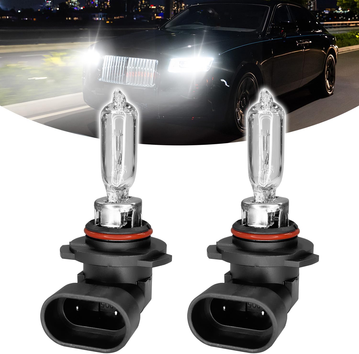9005/HB3 Headlight Bulb 12V 55W Halogen Bulb, 2PCS Low Beam High Beam Fog Light Quartz Lamp Replacement, Car Xenon White Plug and Play Headlight Bulbs Driving Light Bulb