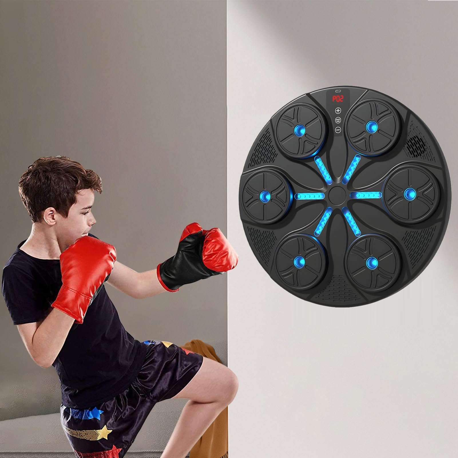 Macchina di Pugilato Musica Elettronica,Musica Formazione Macchina per la Boxe, Macchina Intelligente Formazione Punzonatura | Intelligente Boxe Trainer con Capacità di Carico P | con RGB a Parete Macchina da Boxe Musicale per Adulti Per Uomini, Donne, Ad