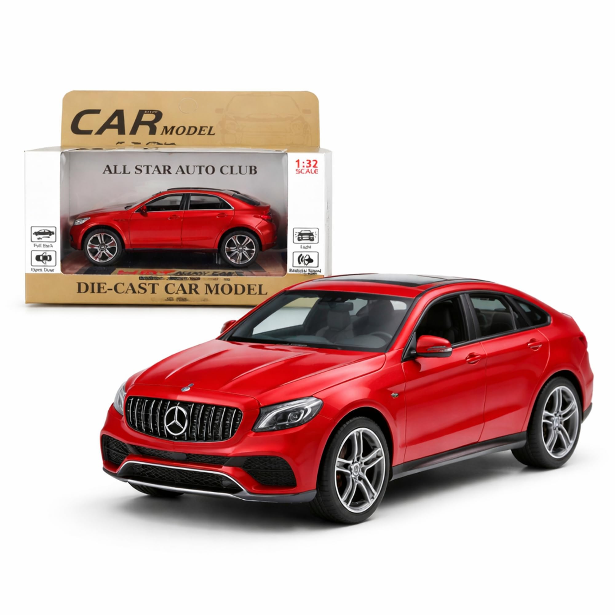Mercedes GLE 1:32 Scale Die Cast Metal Car - Pull Back Luxury SUV Model with Openable Doors & Hood, Lights & Sound, Collectible Showpiece for Kids 6+ & Car Enthusiasts-image-46