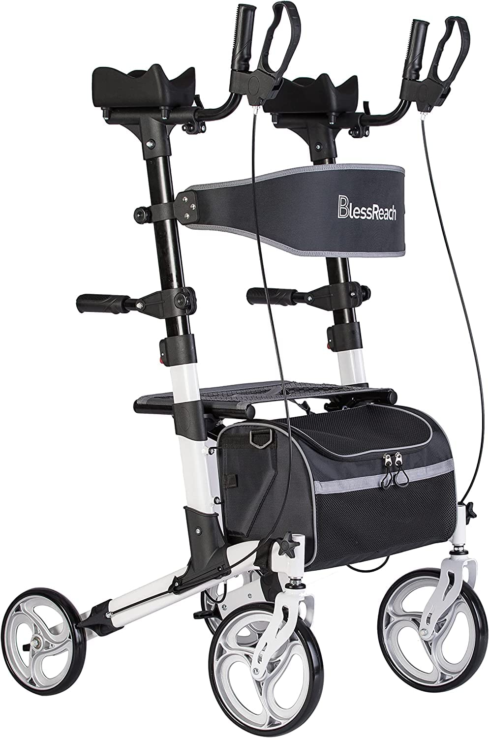 Buy BlessReach Rolling Four Wheel Walker Rollator for Seniors, White