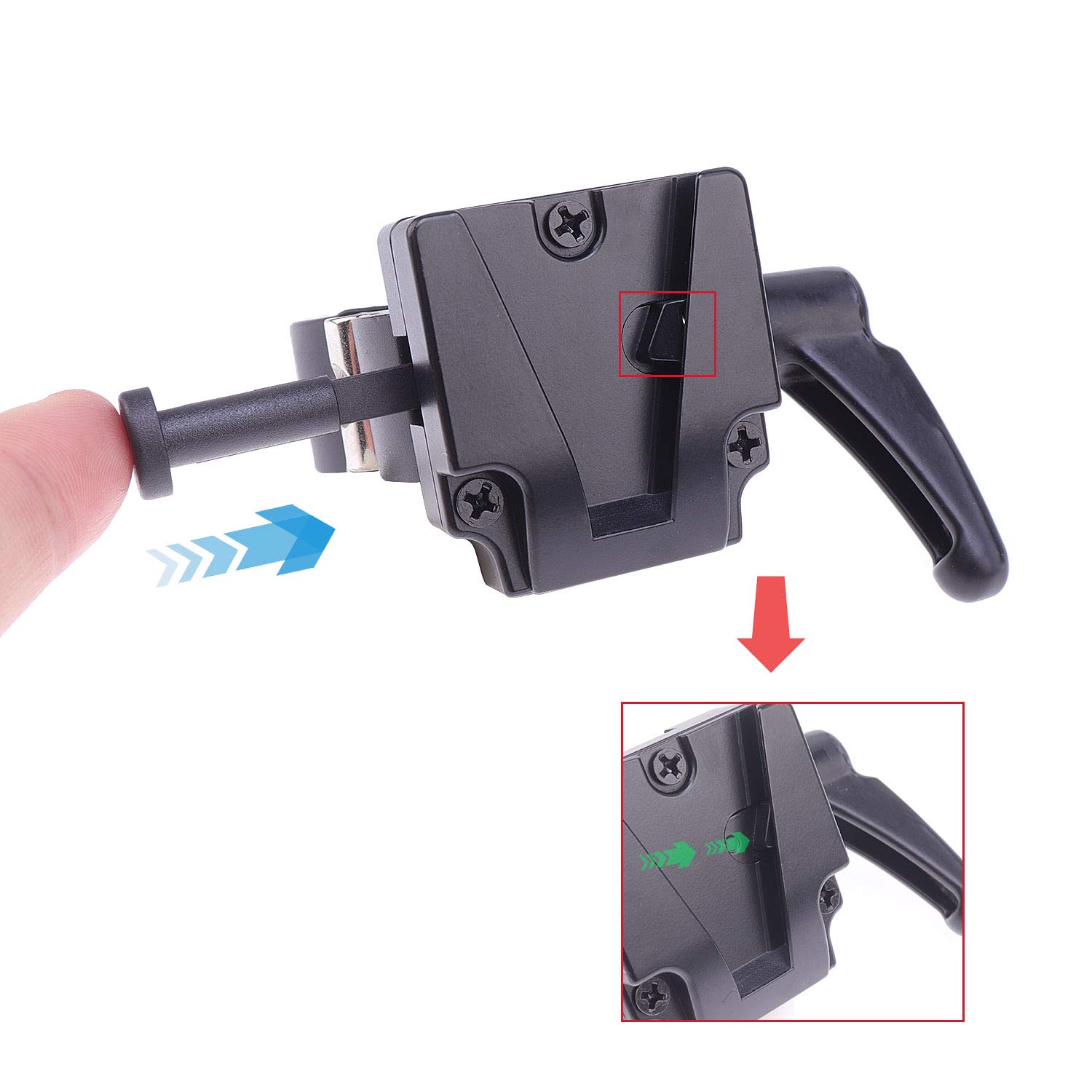 HangTon Krabklemhouder met V-Lock Plaat voor V-Mount Batterij op Staaf Statief Licht Stand Rail, Klauwvormig, Quick Release HangTon Krabklemhouder met V-Lock Plaat voor V-Mount Batterij op Staaf Statief Licht Stand Rail, Klauwvormig, Quick Release