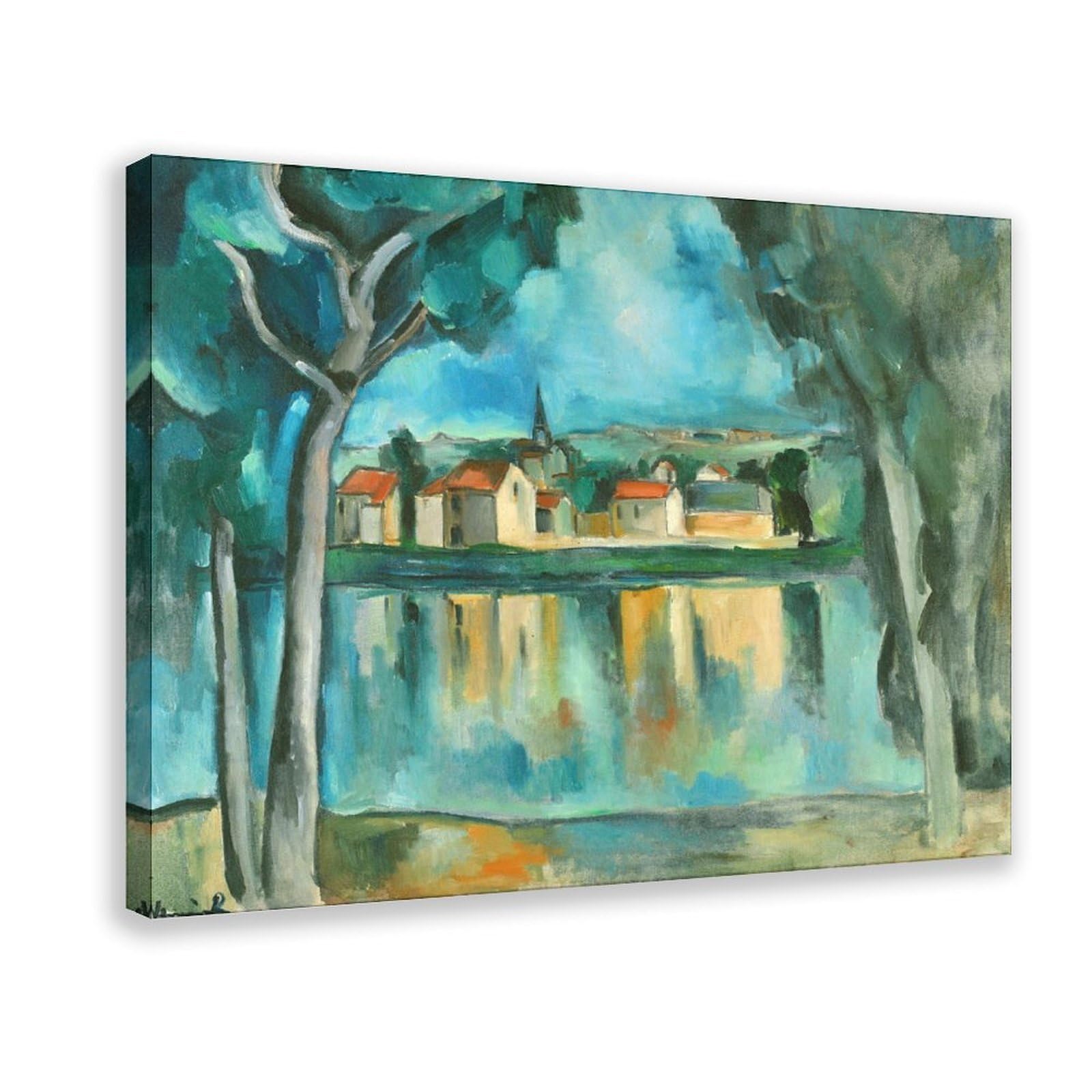 DFJyjFGJJ Maurice Vlaminck,Town on The Banks of The Seine 1909 Wall Decoration Poster Family Bar Restaurant Garage Cafe Art Sign Gift 16" L X 24" W