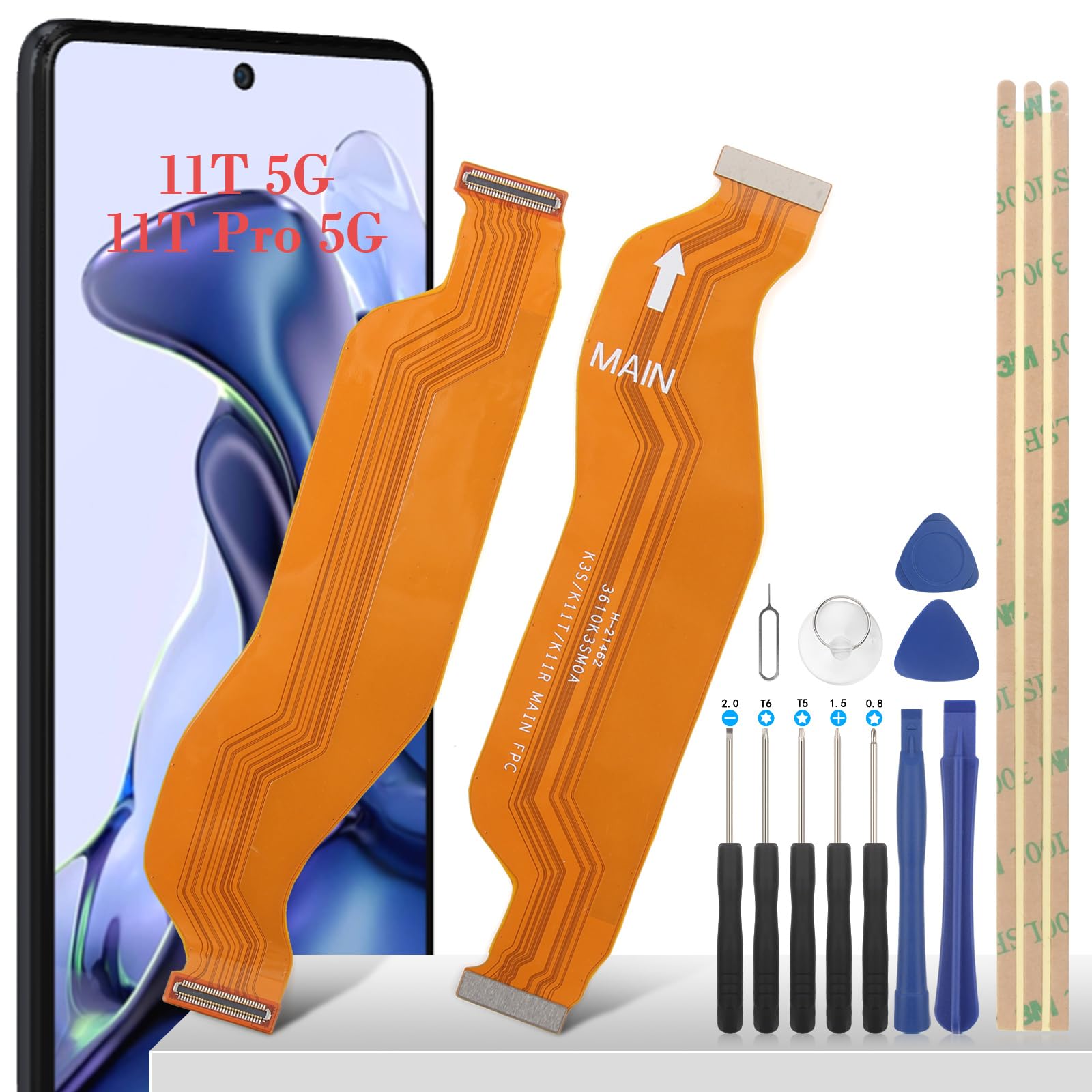 Cable Flex de Repuesto para Xiaomi 11T 5G 21081111RG Xiaomi 11T Pro 5G 2107113SG 2107113SI 2107113SR FPC Cable Flexible para Conexión a la Placa Base +Herramientas