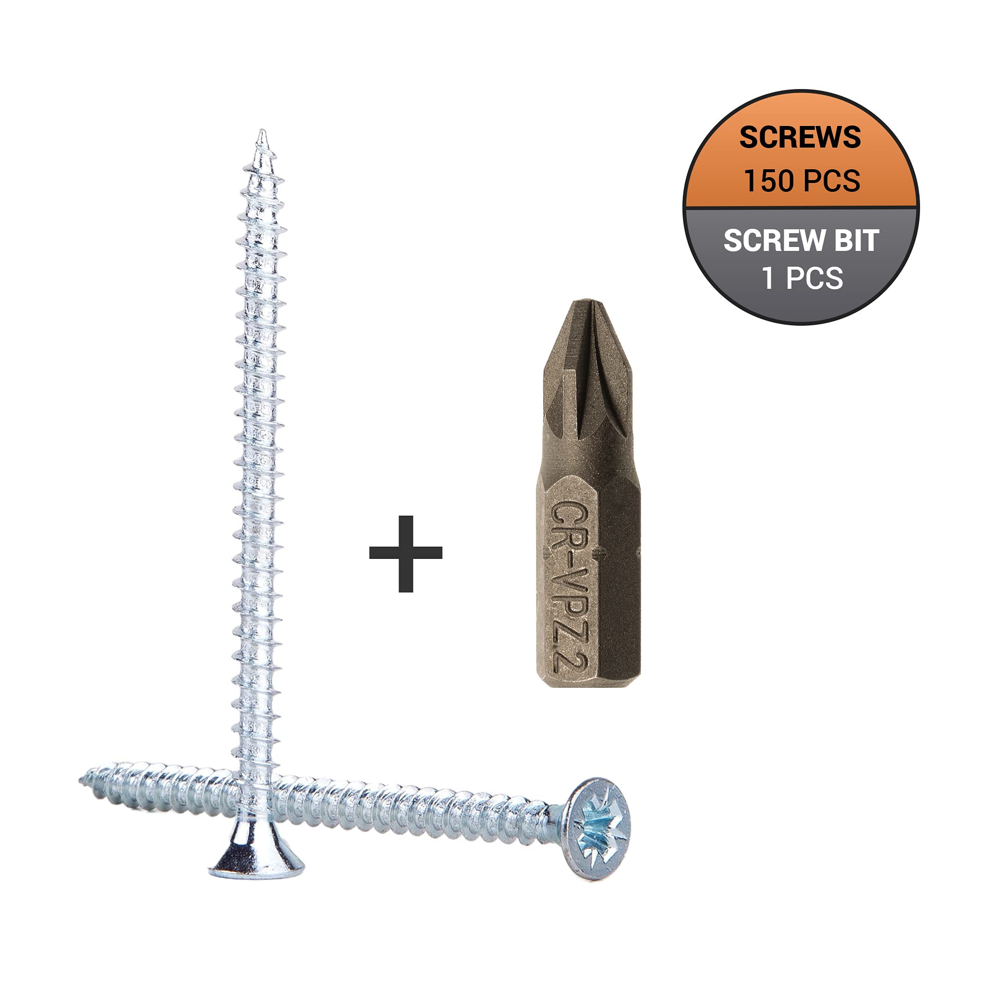Lote de 150 tornillos de madera de acero chapado en zinc 4,5 x 70 mm, tornillos de madera aglomerada, tornillo universal Pozi-Drive