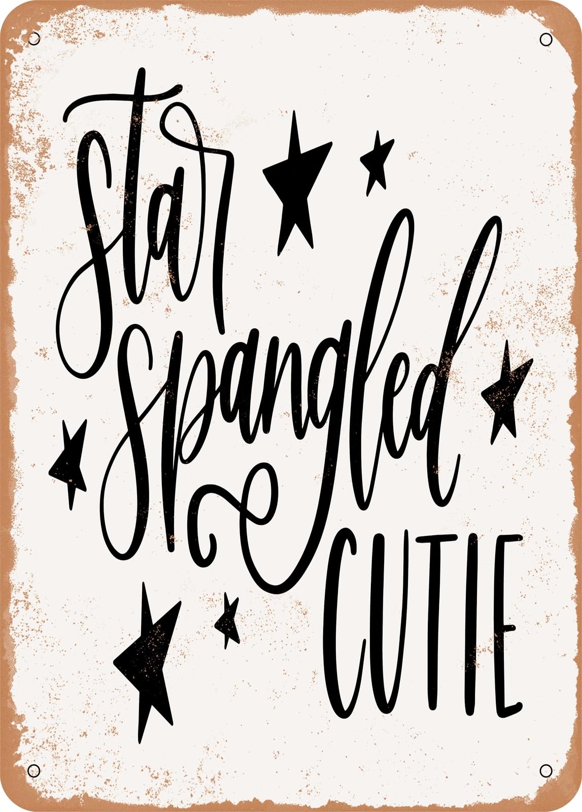 Miaomansenstore Metal Sign - Star Spangled Cutie - 2 - Vintage Rusty Look Home Decor