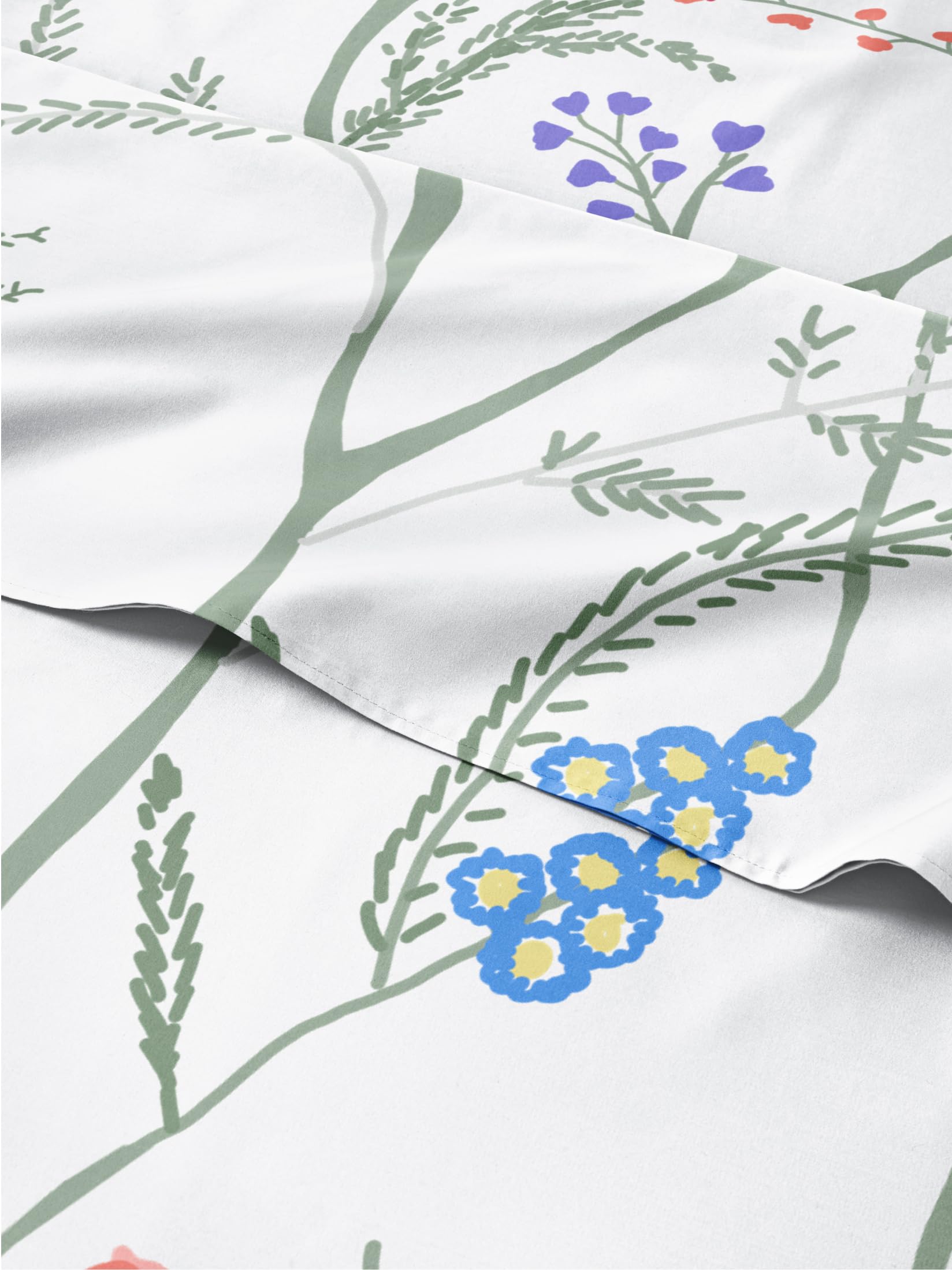 Floral Sheets - Boho Twin Bed Sheet Set - 1 Flat, 1 Fitted & 1 Pillowcase w/ Deep Pockets - Comfy, Easy-Care, Wrinkle & Fade Free Boho Botanical Bedding - Soft, Breathable & Cooling - Twin Size Set