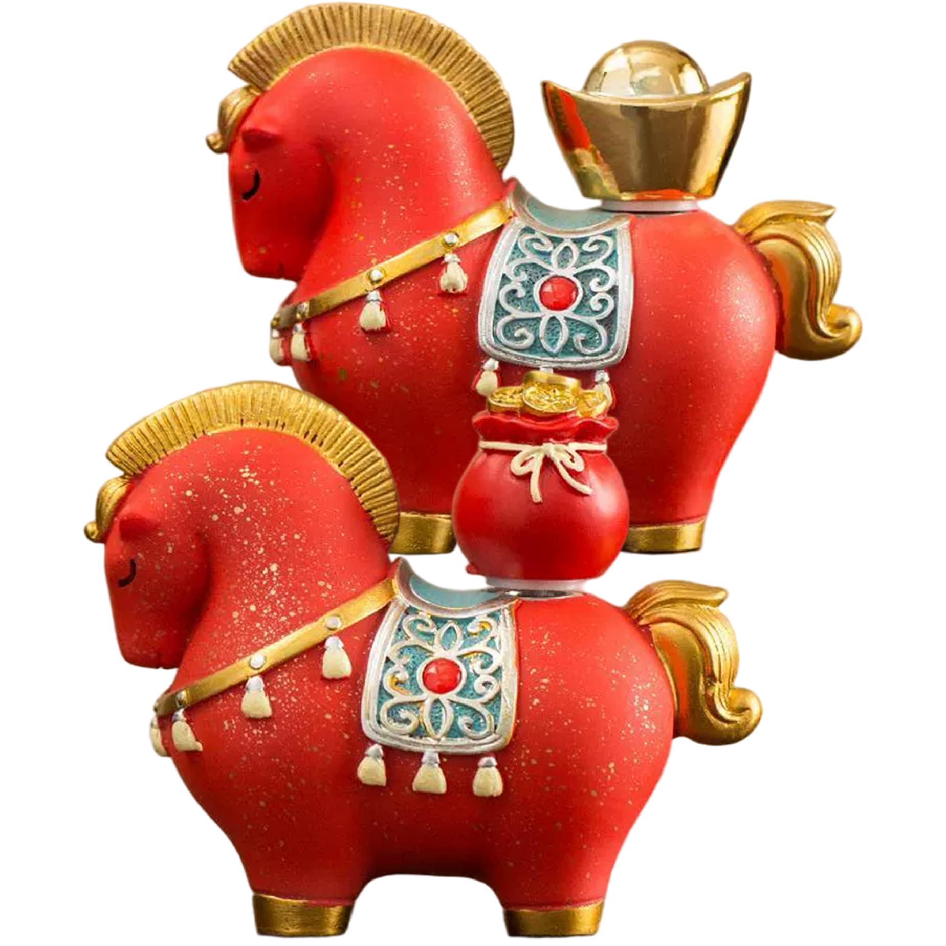 Statue de cheval Nouvel An chinois décoration bureau mini animaux résine