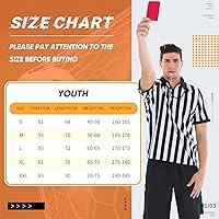 Vista 3 de Wettarn Conjunto de disfraz oficial de árbitro para hombre, camisa de árbitro, sombrero de árbitro, silbato con cordón, tarjetas de bandera