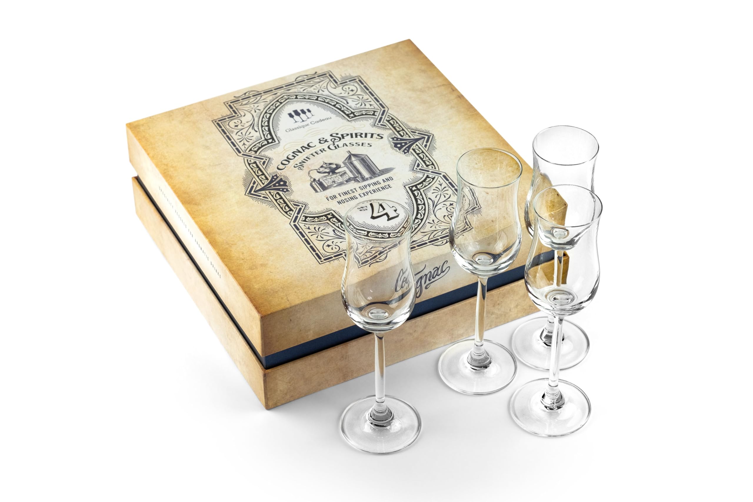 Copas de Coñac, Brandy y Vino de Postre | Juego de 4 | 120 ml | Copas Pequeñas con Forma de Tulipán para Degustar Licores, Madeira y Sobremesas