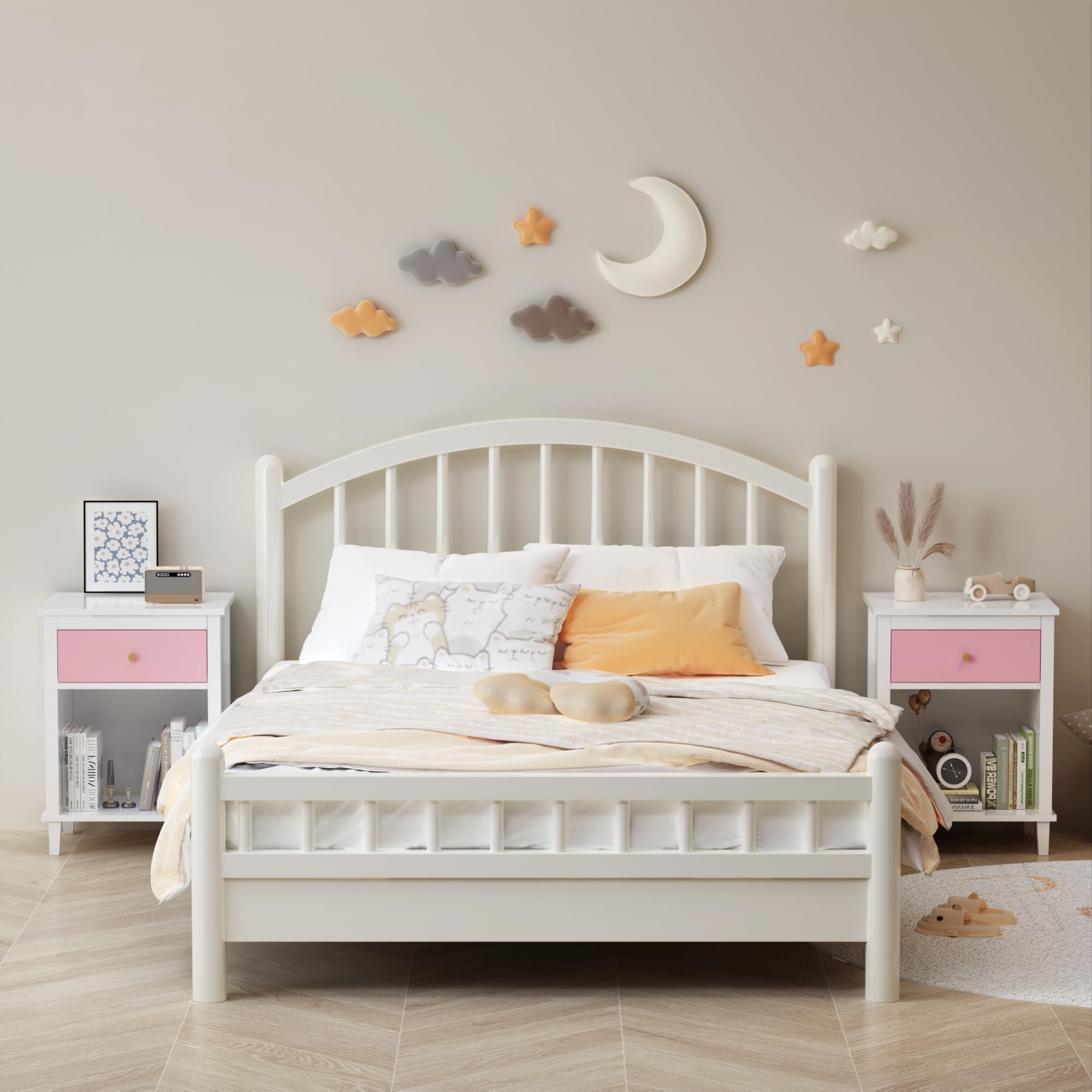 MDF Y Pino Resistente Mesita De Noche HOMCOM Con 3 Cajones - Mesa Auxiliar Blanca Para Dormitorio O Salón, Moderna Y Con Almacenaje Mesilla De Noche