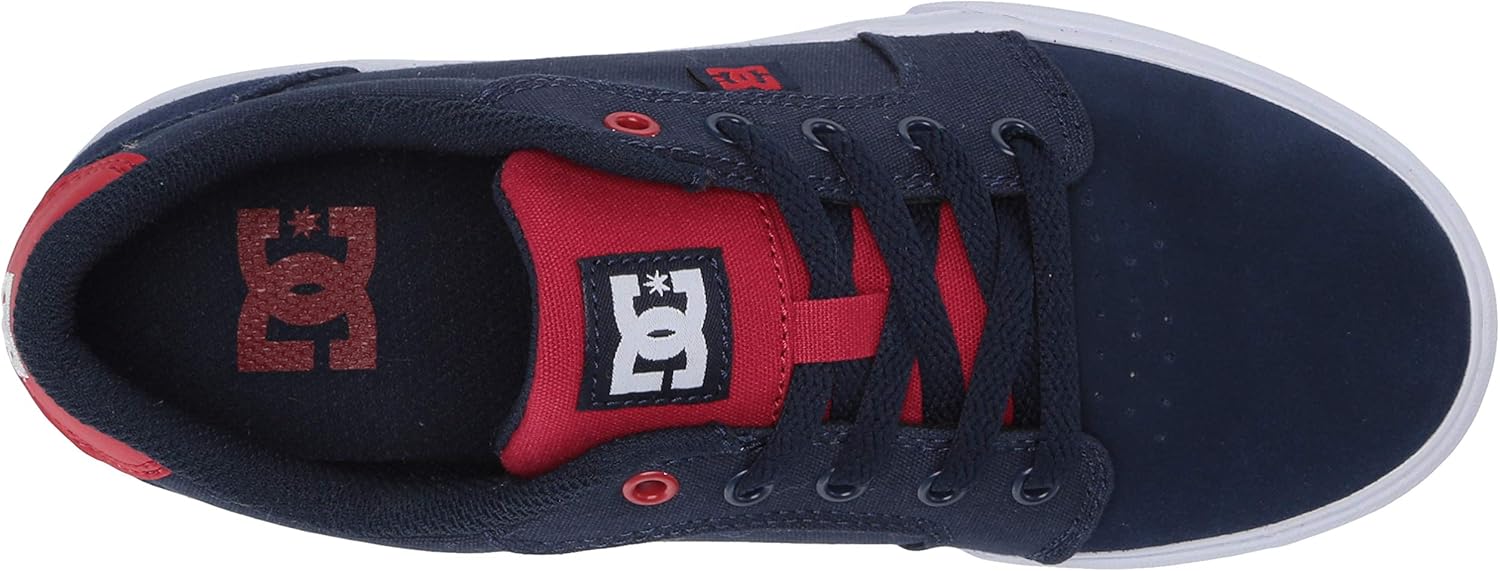 DC Boy's Anvil Youth Low Top Skate Shoe Navy/Red 1.5 Big Kid