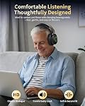 Wantek Wireless Bluetooth Headphones for TV Watching with Transmitter Charging Base, Headset for Seniors and Hard of Hearing, No Delay, Plug and Play