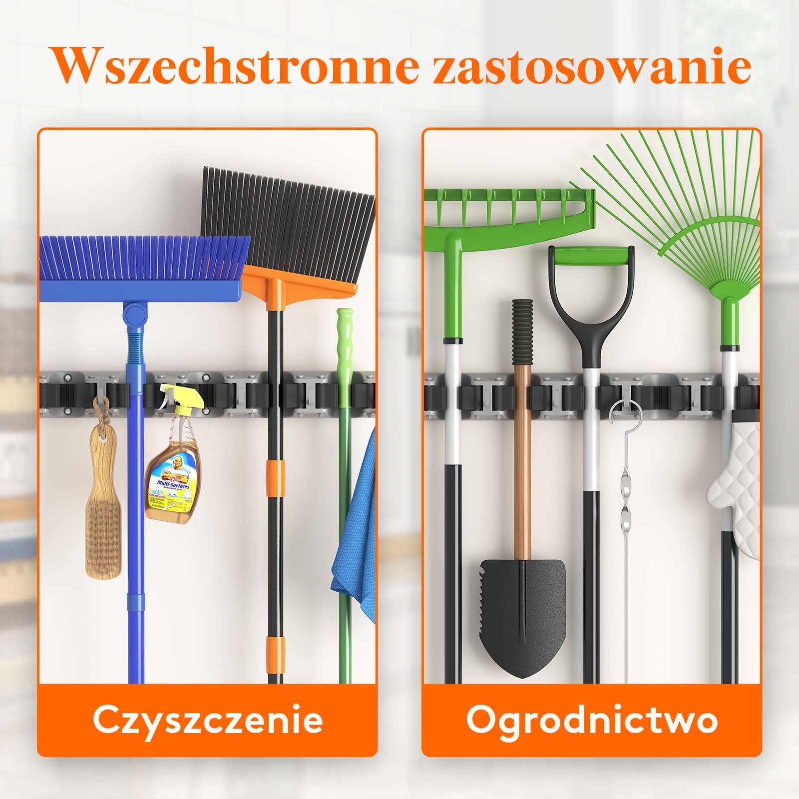 Lifewit Mop I Miotła Uchwyt Ścienny, Antypoślizgowy Wieszak Miotła Organizacja Kuchni, Czyszczenia Organizator Dostaw, Łatwa Instalacja Organizator Narzędzia Dla Szafy, Garażu, 2 Pack, Szary
