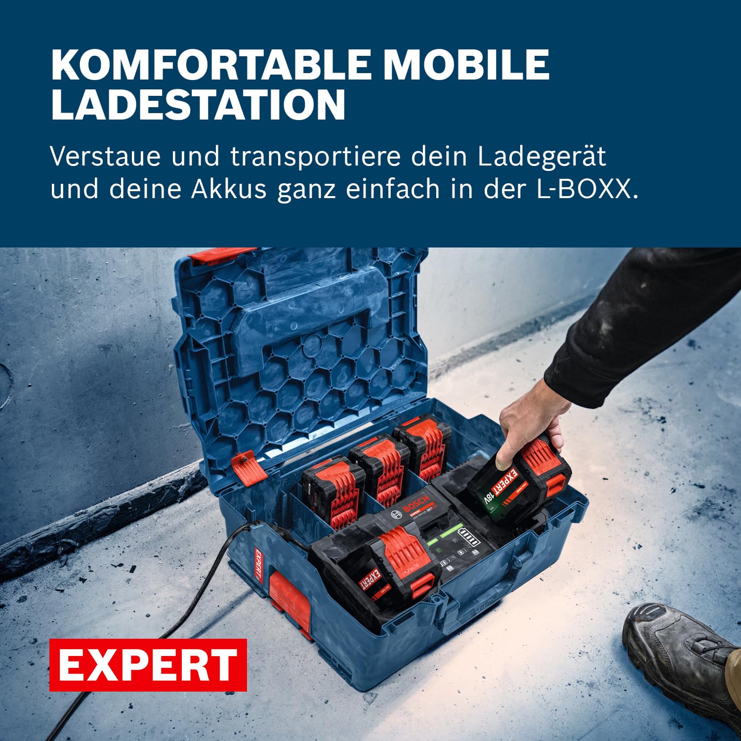 Bosch EXPERT 18V System mobiles, ultraschnelles Parallelladegerät EXAL18V2-320 (inkl. L-BOXX 162)