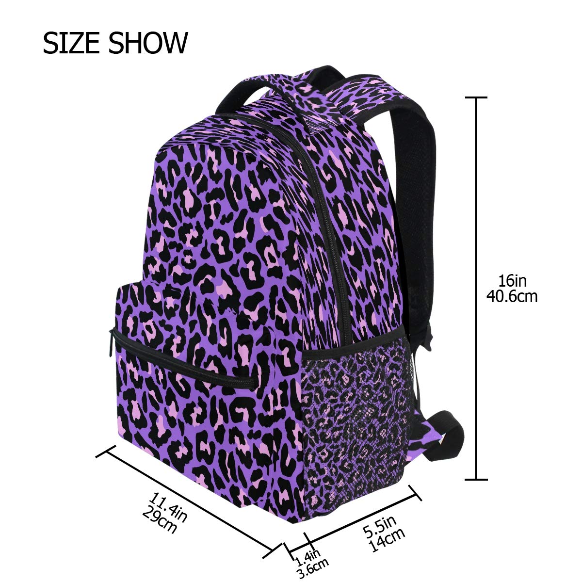 Blueangle Purple Leopard Backpack For School & Travel - Lightweight Water-Resistant Bookbag With Laptop Sleeve, Teens Boys Girls Daypack