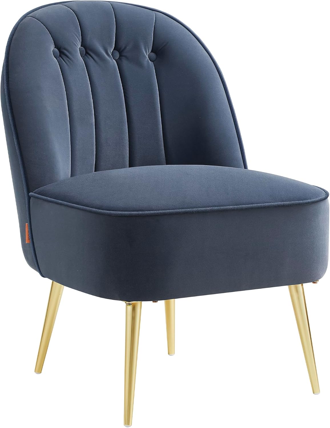 VASAGLE Accent Chair, Velvet Vanity Chair with Metal Legs, Shell-Shaped Back, Wide Seat, Luxury Style, Comfy Chair for Living Room, Bedroom, Makeup Room, Office, Charcoal Blue ULAC017Q01