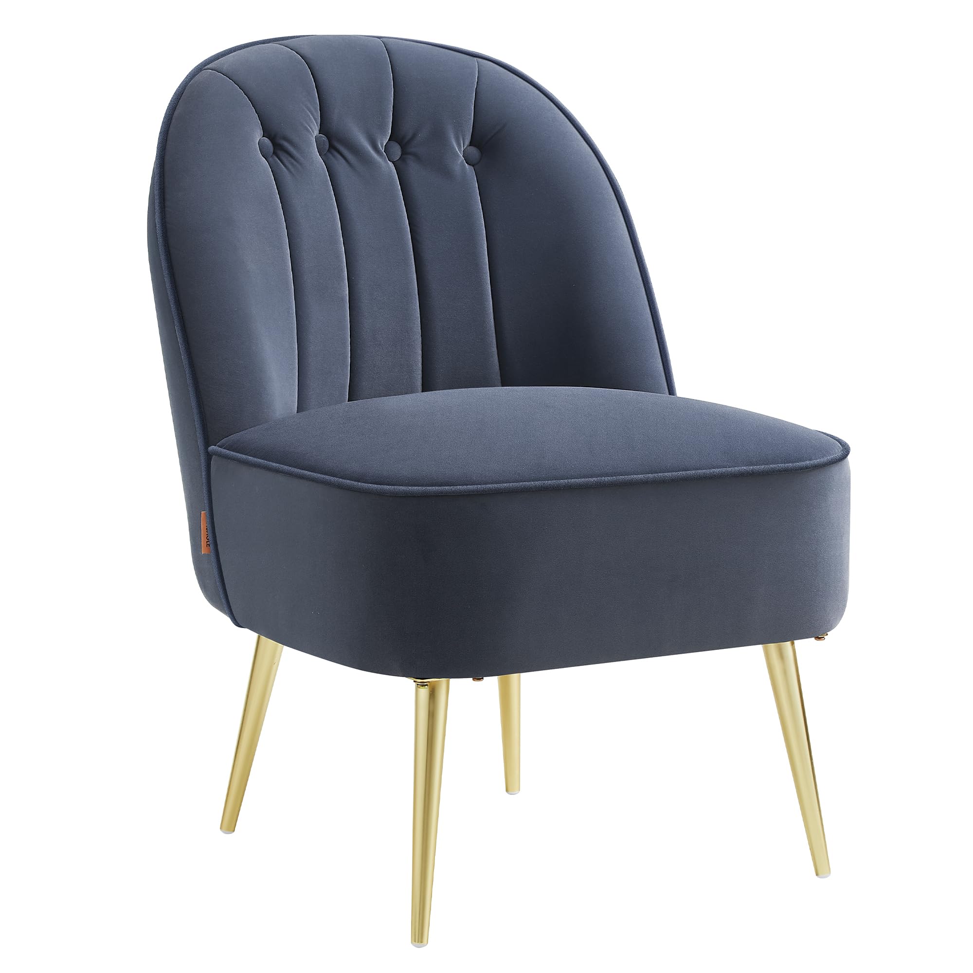 VASAGLE Accent Chair, Velvet Vanity Chair with Metal Legs, Shell-Shaped Back, Wide Seat, Luxury Style, Comfy Chair for Living Room, Bedroom, Makeup Room, Office, Charcoal Blue ULAC017Q01