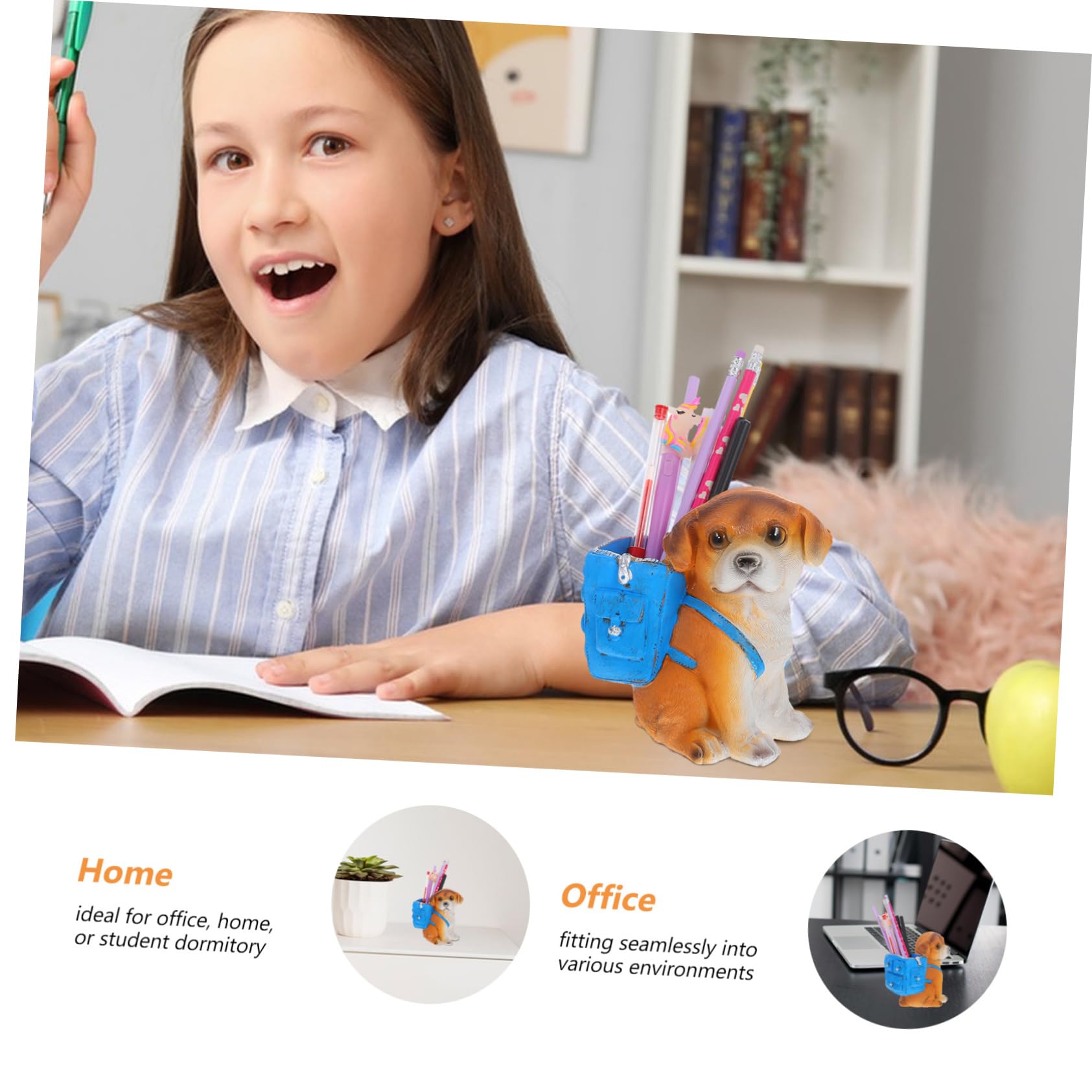 Uonlytech Pot à Crayons Forme Chiot Pour Bureau Organiseur Mignon Crayons Stylos Pot Rangement Bureau Maison