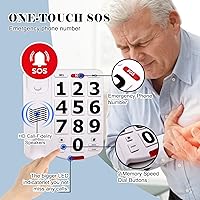 Vista 4 de Landline Phones for Seniors, Adjustability Features, One-Touch Dialling,Big Button Phone for Seniors, Hard of Hearing Retro Telephone Corded Phones