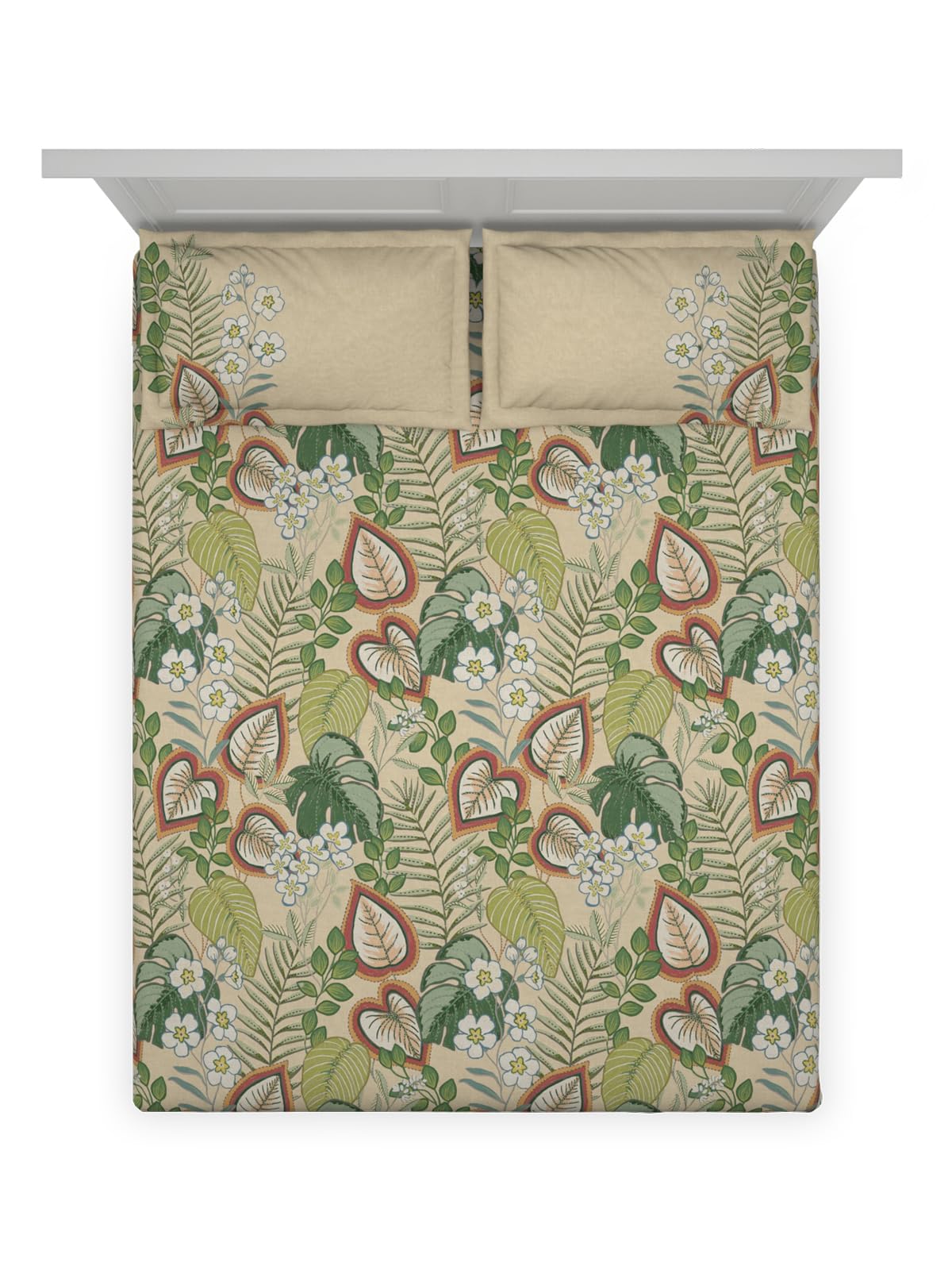 Green Cotton Queen Bed Sheet Set - DDECOR -3 Green Cotton Queen Bed Sheet Set - DDECOR -3