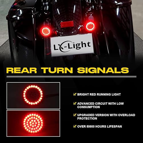 Miniatura 4 de LX-LIGHT Par de 2 pulgadas estilo bala 1157 Kit de luces direccionales LED traseras compatibles con Dyna Softail Touring Street Glide Road King