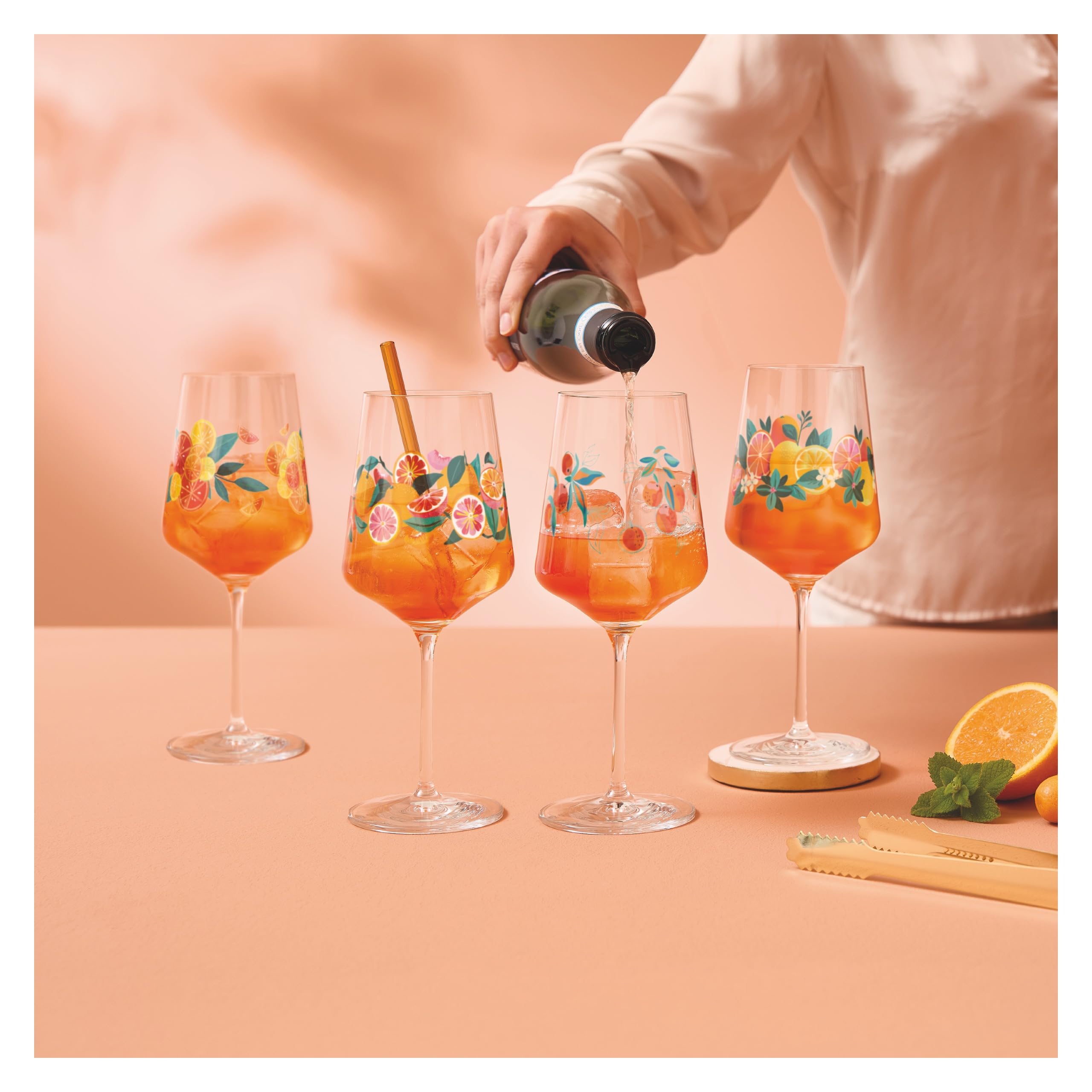 RITZENHOFF 6051005 Aperizzo Lot de 4 verres à apéritif 500 ml Série Sommerrausch Motif orange Fabriqué en Allemagne