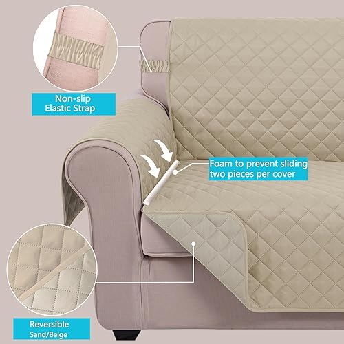Miniatura 3 de U-NICE HOME Funda para sofá grande de 4 plazas, reversible, con correas elásticas, resistente al agua, para proteger muebles de perros u otras