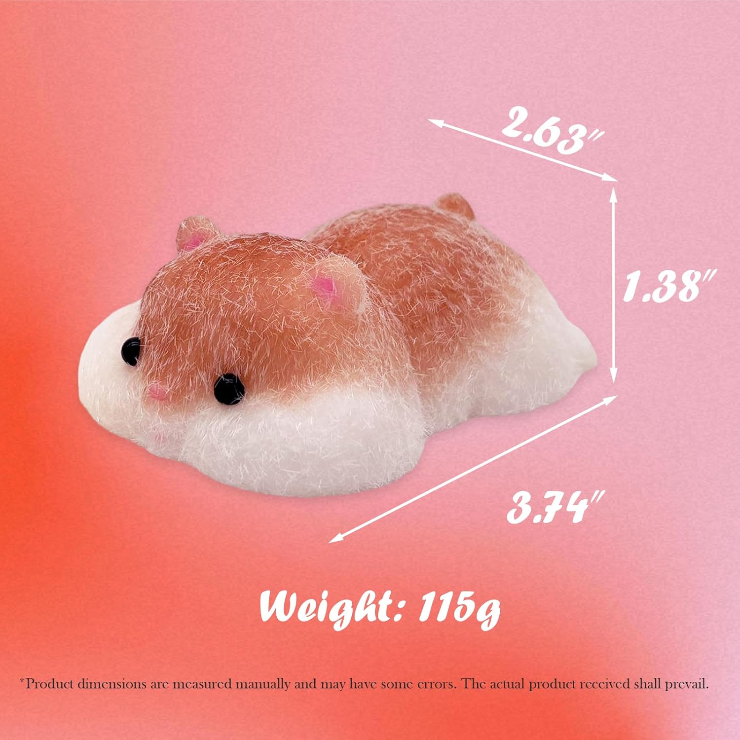 Handmade Lying Hamster Taba Squishy Toy - Cute Realistic Silicone Animal Fidget Sensory Toy, Ultra-Soft Stress Relief Squeeze Toy for Relaxation Gift (Brown-Prime)