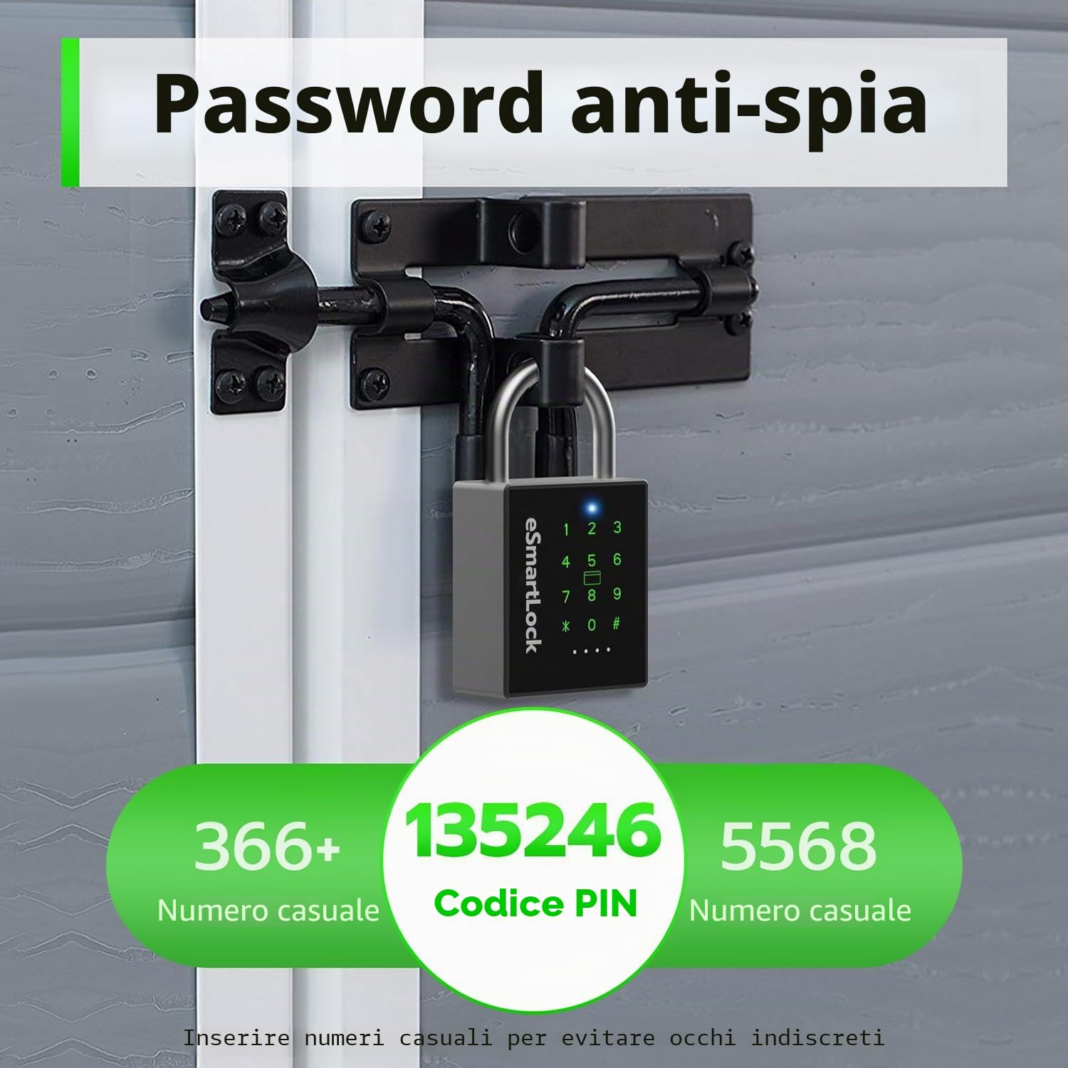 Lucchetto a combinazione con codice numerico, chiave NFC RFID eLinkSmart, resistente agli agenti atmosferici, per armadietti, cancelli, recinzioni, 1000 utenti di app cellulari o iOS Watch
