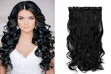 AASA Synthetic Curly Hair Extension For Women And Girls, Black, 70 Gram, Pack Of 1