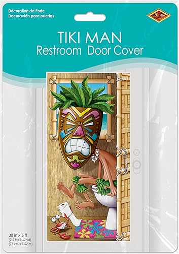 Miniatura 6 de Tiki Man - Cubierta para puerta de baño, accesorio de fiesta (1 unidad) (1paquete)