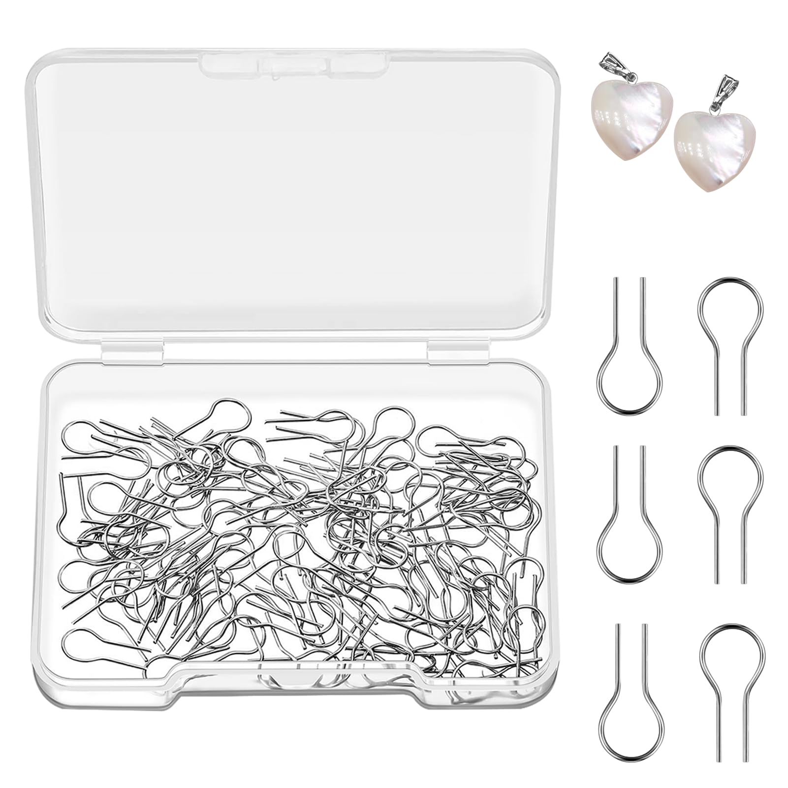 Deilonie 100Pcs High Temperature Nichrome Wire Jump Rings, R Shaped Hanging Burning Needle for DIY Pendant Bead Ornaments, High Temp Fusing Wire for Kiln Ceramic Fused Glass Supplies