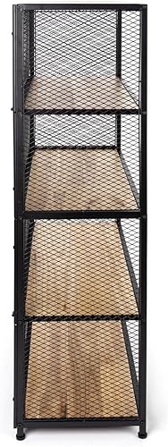 Miniatura 6 de Displays2go Estantería con cinco estantes, 40 pulgadas de ancho x 60 pulgadas de alto, roble y hierro - negro (SMMMSHF)