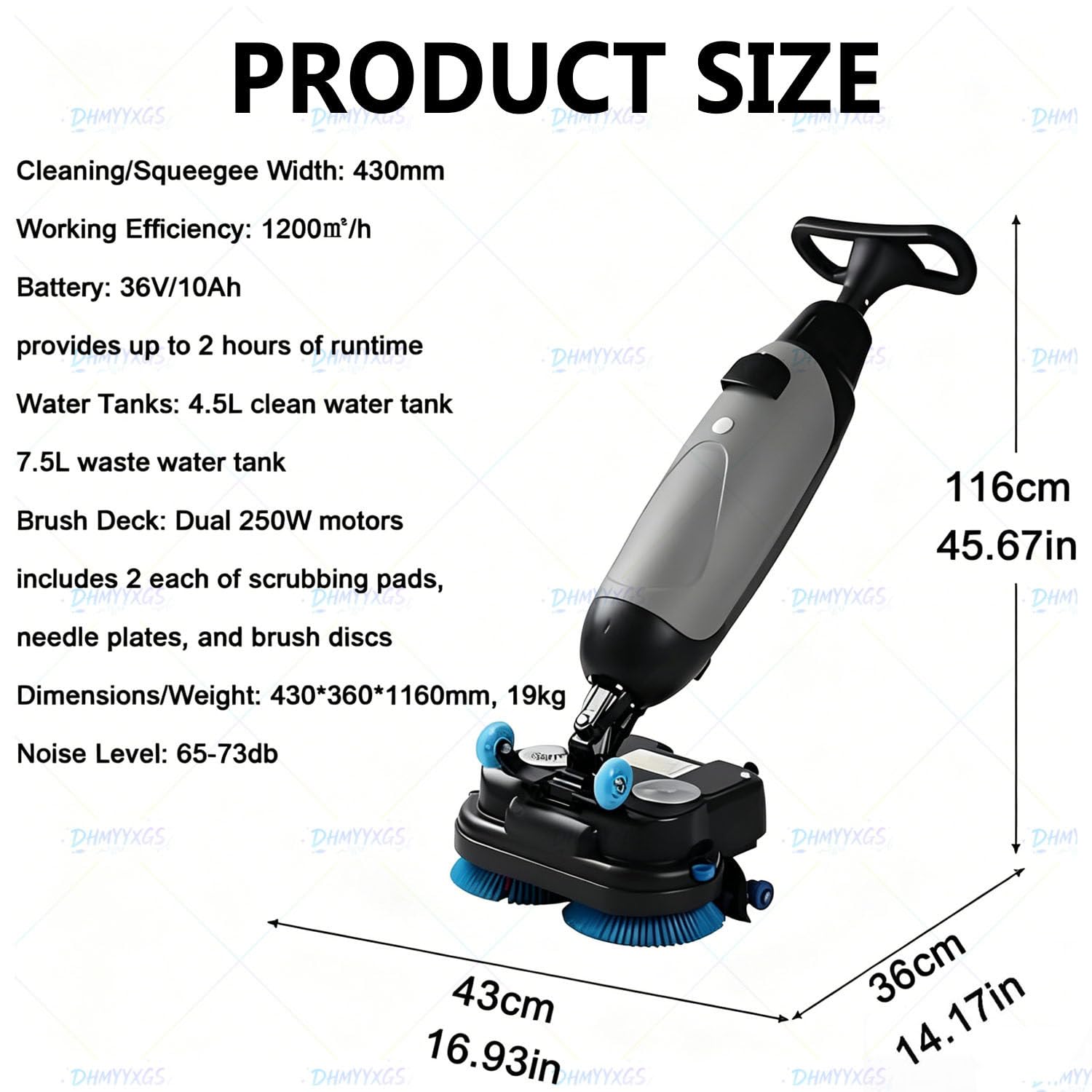 Fregadora Pisos Autopropulsada Profesional Multifuncional,Pulidora Abrillantadora con Cepillo Doble,Limpieza Eficiente para Espacios Domésticos,Comerciales E Industriales Grey