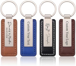 1-1000Pcs Personalized Leather Keychain Bulk, Custom Leather Key Chain Ring - Printing Name/Logo for Men/Women
