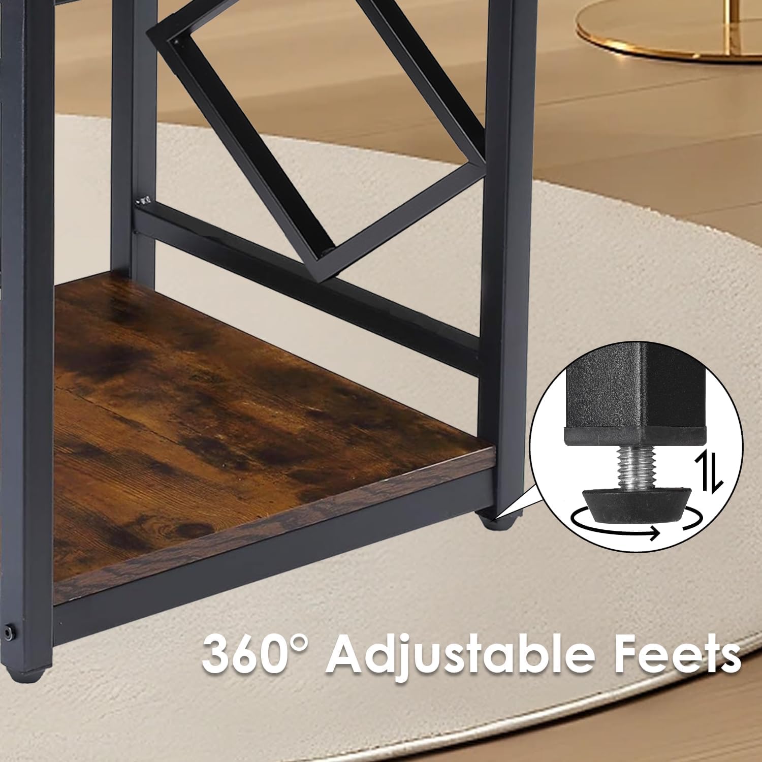 OGFC 36138 Mini Fridge Table with Storage Industrial End Table
