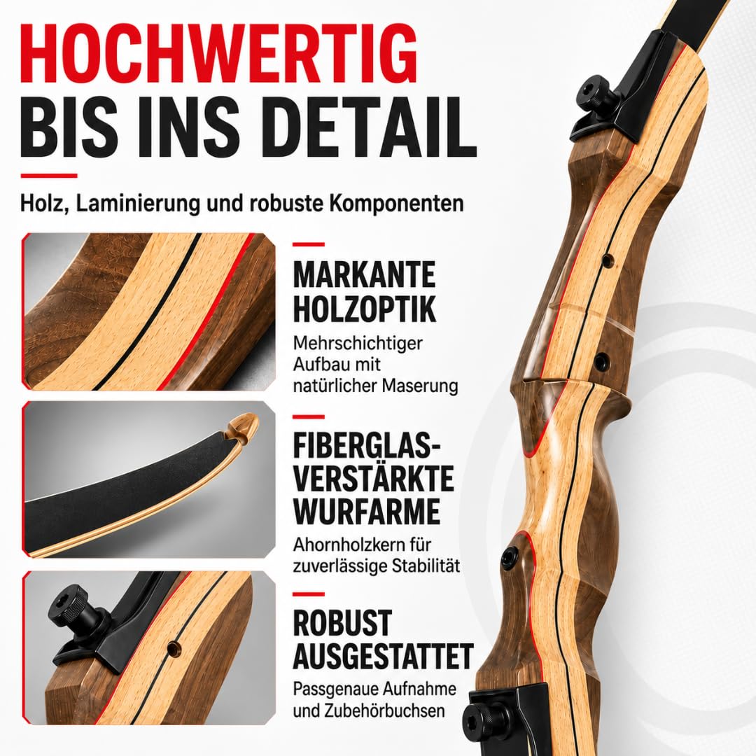 Wild Honey, Take Down, Recurvebogen, toller Einsteigerbogen | Anfängerbogen für Erwachsene und Jugendliche im Bogensport, Bogenschießen, Pfeil und Bogen