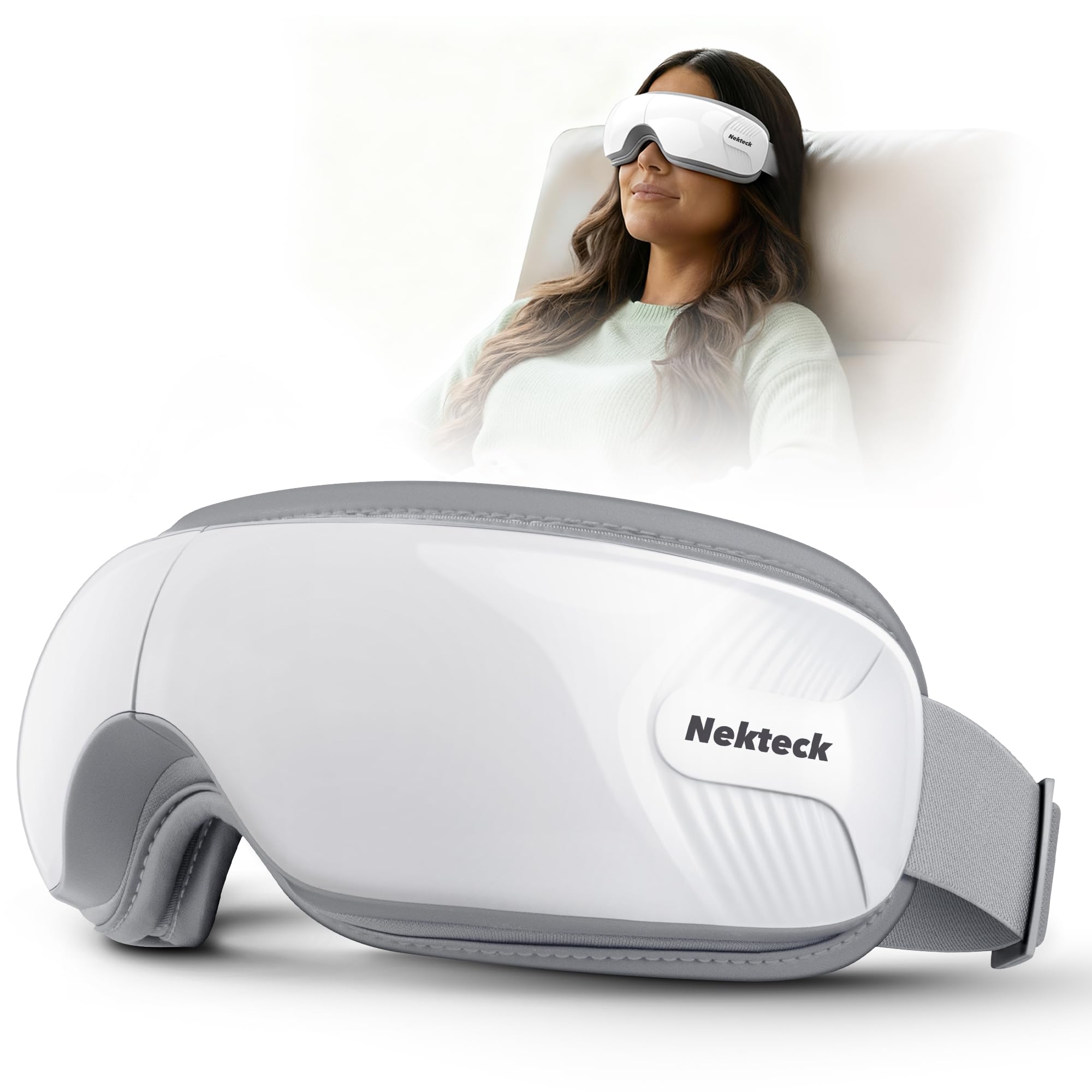 Nekteck Eye Massager with Heat Birthday Gifts Eye Mask Massage for Migraine Relief Heated Smart Migraine Massager to