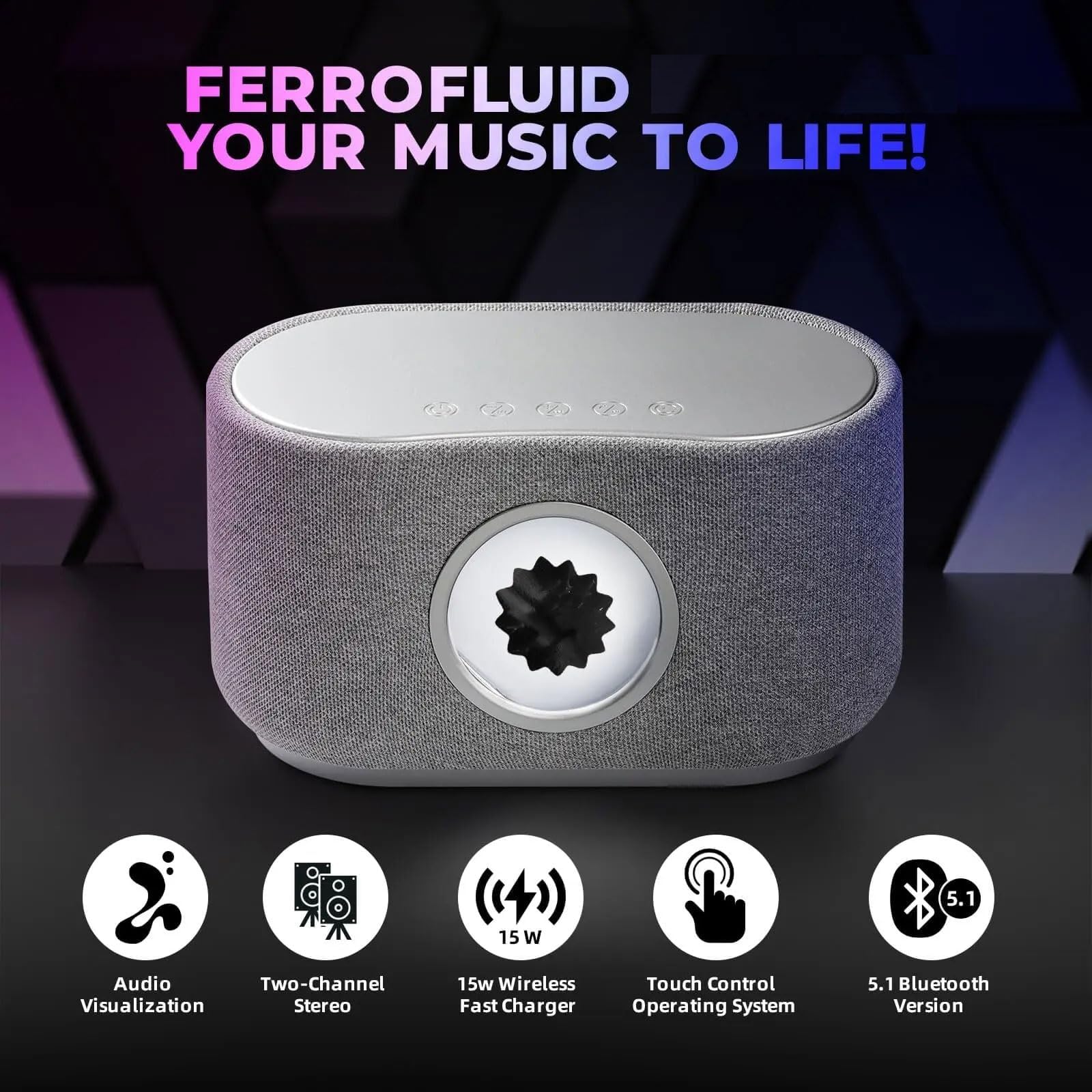 Dancing Ferrofluid Music Ritmo Lampada - Altoparlante Bluetooth fluido magnetico con visualizzazione della musica, suono surround a 360° audio Home Theater - Perfetto per casa, ufficio, feste